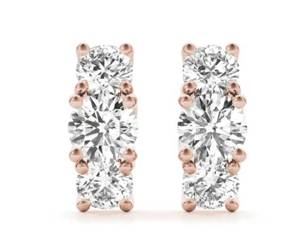 Triple Solitaire Prong-Set Earrings - Image 4